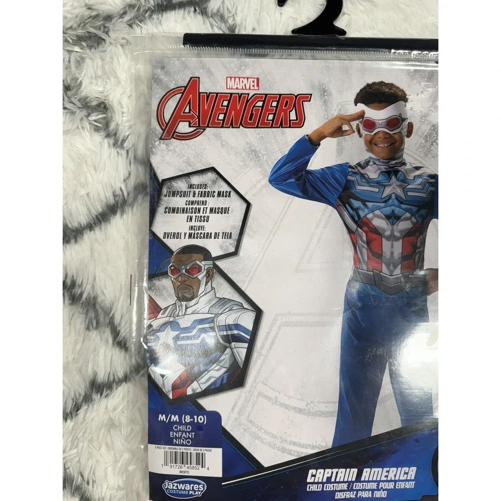 MARVEL Avengers Captain America Falcon Jumpsuit Mask Costume Child M (8-10) NEW